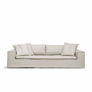 Luca Grande 3-Seat Sofa Off White is a spacious sofa in light grey linen from MELIMELI