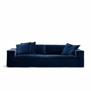 Luca Grande 3-Seat Sofa Deep Blue is a spacious sofa in blue velvet from MELIMELI