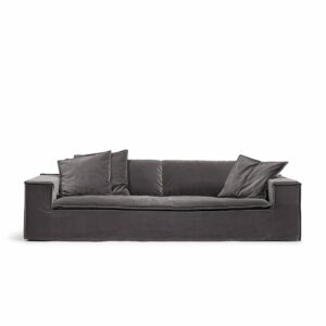 Luca Grande 3-Seat Sofa Greige is a spacious sofa in grey velvet from MELIMELI