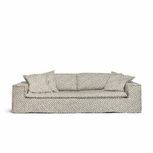 Luca Grande 3-Seat Sofa Dot is a spacious sofa in linen with black dots from MELIMELI