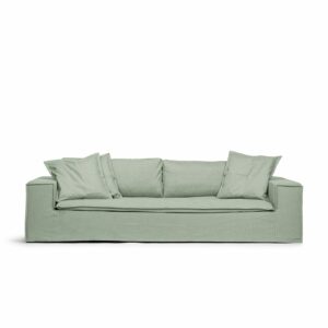 Luca Grande 3-Seat Sofa Pistage is a spacious sofa in green linen from MELIMELI