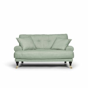 Blanca Love Seat Pistage is a sofa in green linen from MELIMELI
