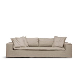 Luca Grande 3-Seat Sofa Khaki is a spacious sofa in beige linen from MELIMELI