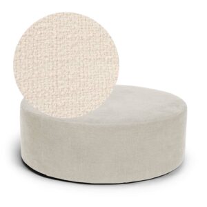 Blanca Ottoman Eggshell is a pouf in white bouclé from MELIMELI
