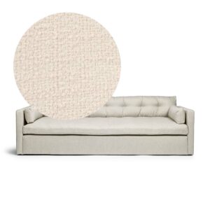 Dahlia Grande 3-Seat Sofa Eggshell is a sofa in white bouclé from MELIMELI