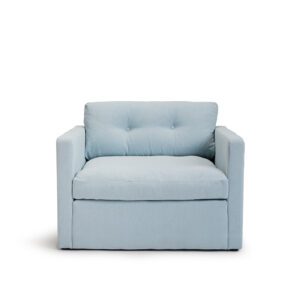 Spacious armchair in light blue fabric from Melimeli