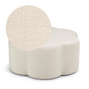 Flora Ottoman Eggshell is a pouf in white bouclé from MELIMELI