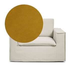 Luca Armchair Amber is a spacious armchair in dark yellow velvet from MELIMELI