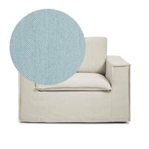 Luca Armchair Baby Blue is an armchair in light blue chenille from MELIMELI