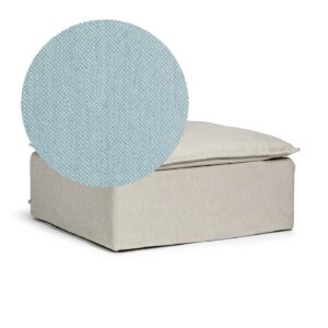 Luca Ottoman Baby Blue is a pouf in light blue chenille from MELIMELI