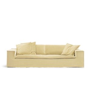 Luca Grande 3-Seat Sofa Creme is a spacious sofa in yellow velvet from MELIMELI