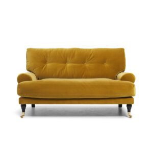 Blanca Love Seat Amber is a sofa in yellow velvet from MELIMELI
