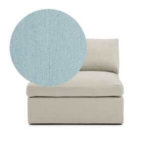 Lucie Armchair Baby Blue is an armchair without armrests in light blue chenille from MELIMELI