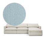 Lucie Grande 3-Seat Sofa (With Ottoman) Baby Blue