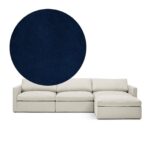 Lucie Grande 3-Seat Sofa (With Ottoman) Deep Blue