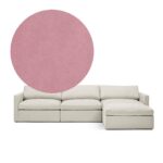 Lucie Grande 3-Seat Sofa (With Ottoman) Dusty Pink