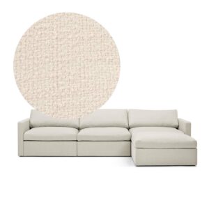 Lucie Grande 3-Seat Sofa Eggshell is a modular sofa in white bouclé from MELIMELI