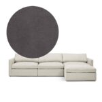 Lucie Grande 3-Seat Sofa (With Ottoman) Greige