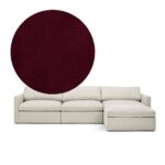 Lucie Grande 3-Seat Sofa (With Ottoman) Ruby Red