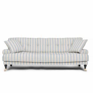 Howard sofa in linen with stripes in blue from Melimeli
