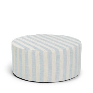 Ottoman with blues stripes in linen fabric