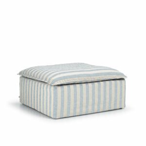 Ottoman in linen with blue and beige stripes from Melimeli